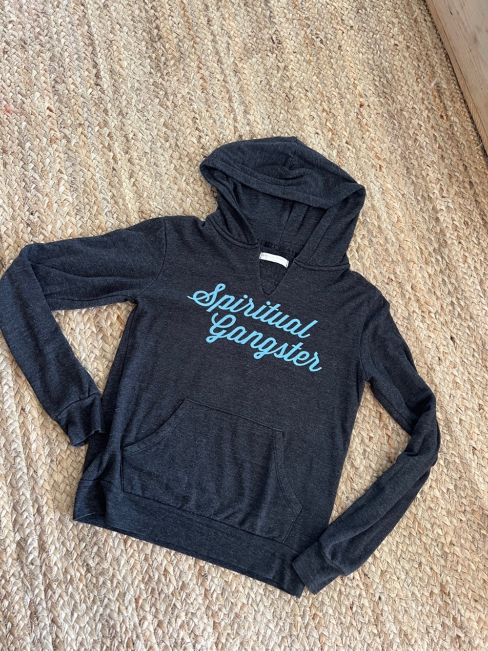 Spiritual Gangster Women's Dark Charcoal Lightweight Sweatshirt Hoodie S GUC